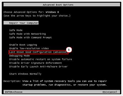 Advanced Boot Options -> Last Known Good Configuration to fix ATTEMPTED SWITCH FROM DPC