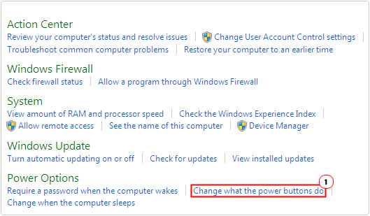 System and Security -> Change what the power buttons do