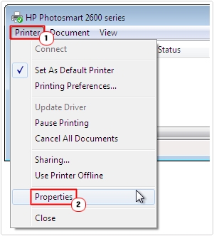 Printer -> Properties