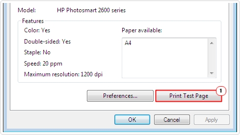 Printer Properties -> Print Test Page