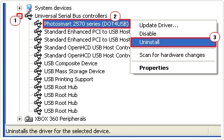 Device Manager -> USB Device -> Uninstall