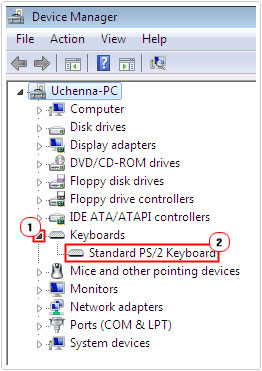 Device Manager -> Device Type -> Device