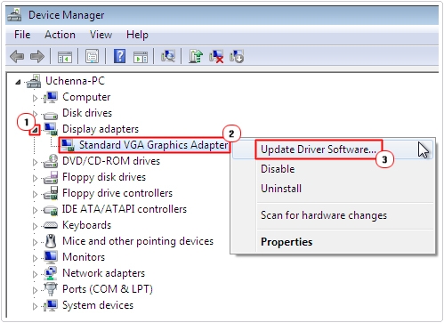 Device Manager -> Update Drivers