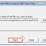 Inbox Repair Tool -> Start to fix outlook error 0x80040600