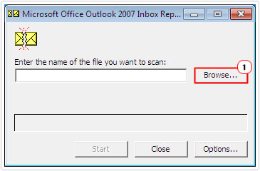 Inbox Repair Tool -> Browse to fix error 0x80040600
