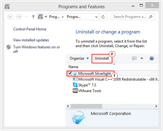 Uninstall or change a program -> Uninstall