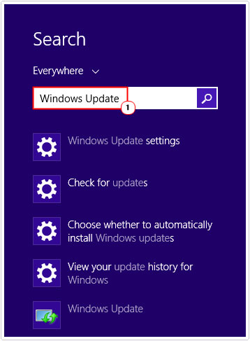 Search -> Windows Update