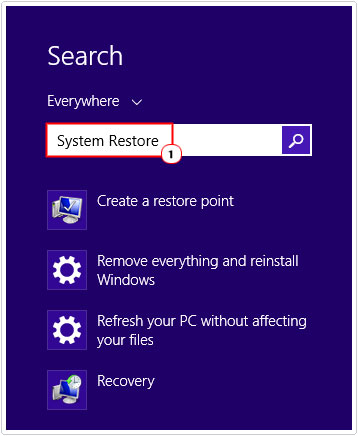 Search -> System Restore