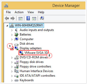 Device Manager -> Graphics Card Properties