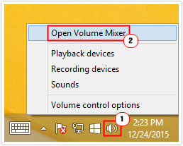 Speaker -> Open Volume Mixer