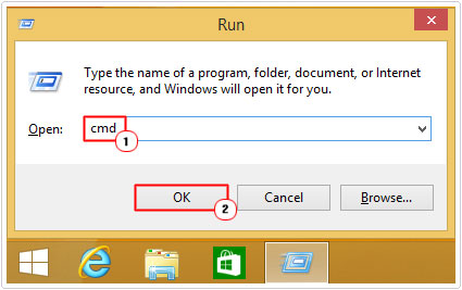 Start -> Run, type cmd