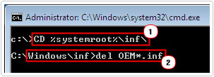 Del temp files in CD %systemroot%\inf\
