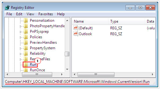 Open HKEY_LOCAL_MACHINE/SOFTWARE/Microsoft/Windows/CurrentVersion/Run