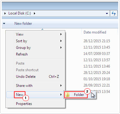 Select new -> folder