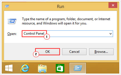 Run -> Control Panel