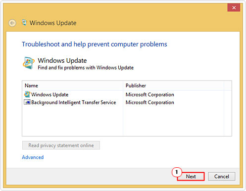 Windows Update -> Next
