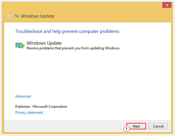 Windows Update -> Next