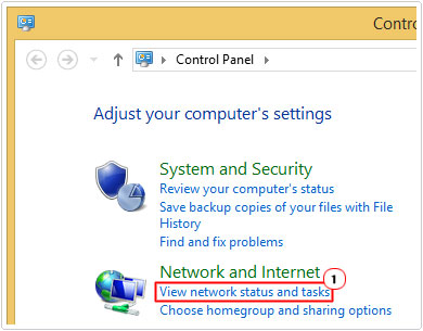 Click on View network status and tasks