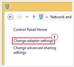 Click on Change adaptor settings