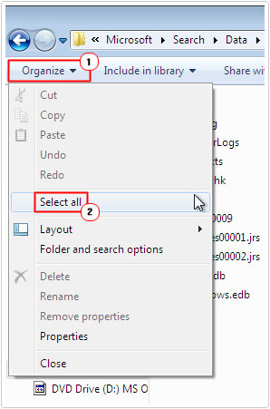 Select all and delete files