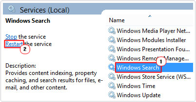Windows Search -> Restart