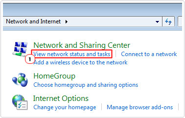 Network and internet -> View network status and tasks