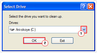 select drive and click on ok, in disk cleanup
