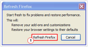 Confirmation box -> Refresh Firefox