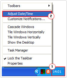 time display -> Adjust Date/Time