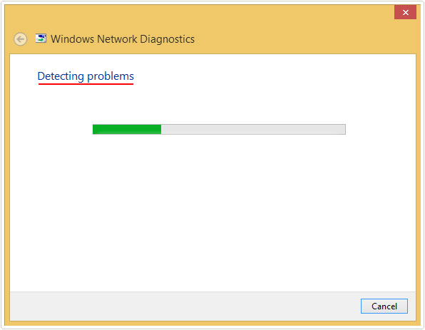 Windows Network Diagnostic -> Detecting problems