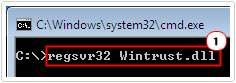 command prompt -> regsvr32 Wintrust.dll