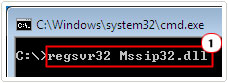 cmd -> type regsvr32 Mssip32.dll