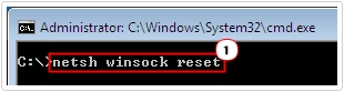 cmd -> netsh winsock reset