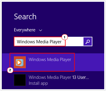 Search -> Windows Media Player
