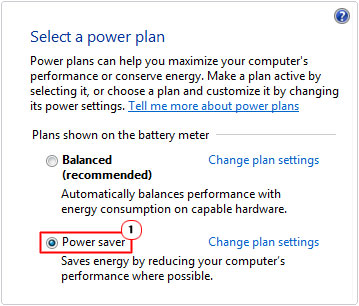 Power Plan -> Power Saver