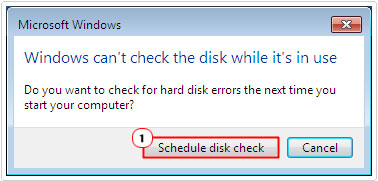 check disk -> Schedule disk check