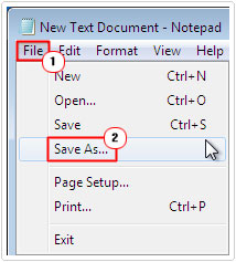 click on file -> save as for text document