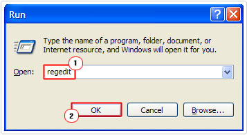open registry editor using run command to fix Error 0x000006be