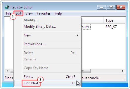 Registry editor -> edit -> find next to fix avgnt.exe