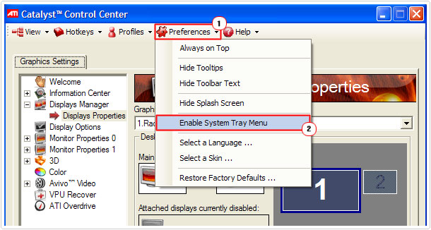 Preferences -> Enable System Tray Menu