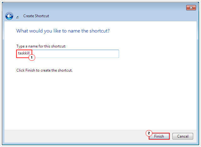 type a name for this shortcut -> finish