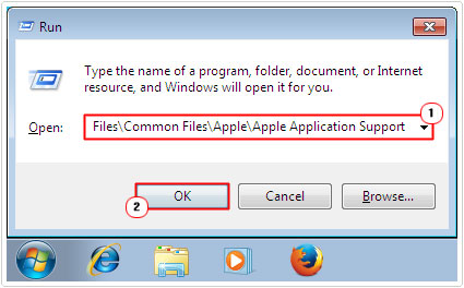 run -> C:\Program Files\Common Files\Apple\Apple Application Support