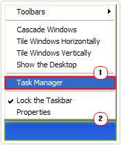 taskbar -> task manager