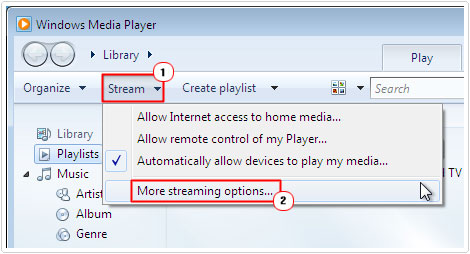 stream -> More Streaming Options