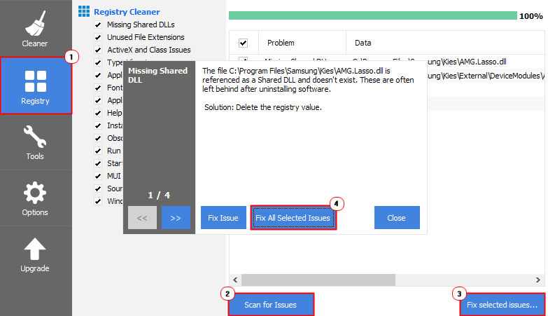fix registry errors with ccleaner