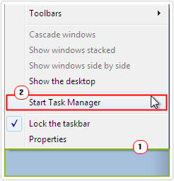 Taskbar -> Task Manager