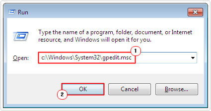 run -> C:\Windows\System32\gpedit.msc -> ok