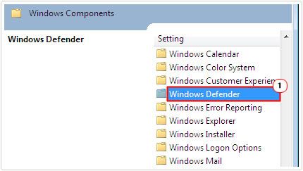 gpedit -> Windows Defender