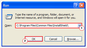 run 0> C:\Program Files\Common Files\InstallShield\ -> OK