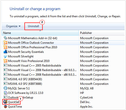 uninstall program using uninstall or change a program feature